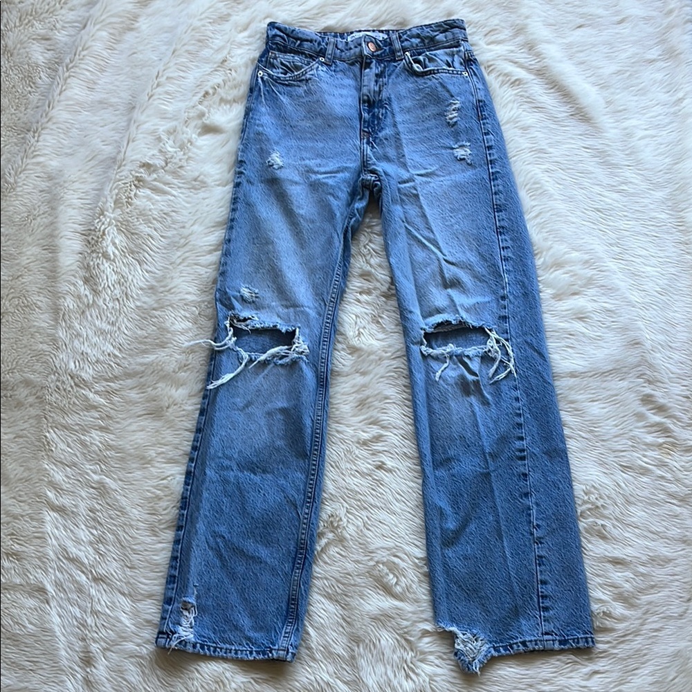 Zara Wide Leg Blue Denim Jeans